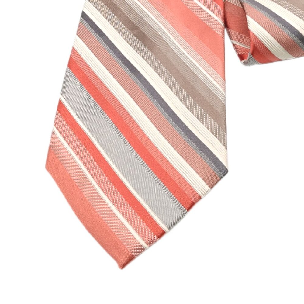 Van Heusen Silk Tie Men’s 61.5” Pink Gray Thin Stripe Mixed Fabric Classic New